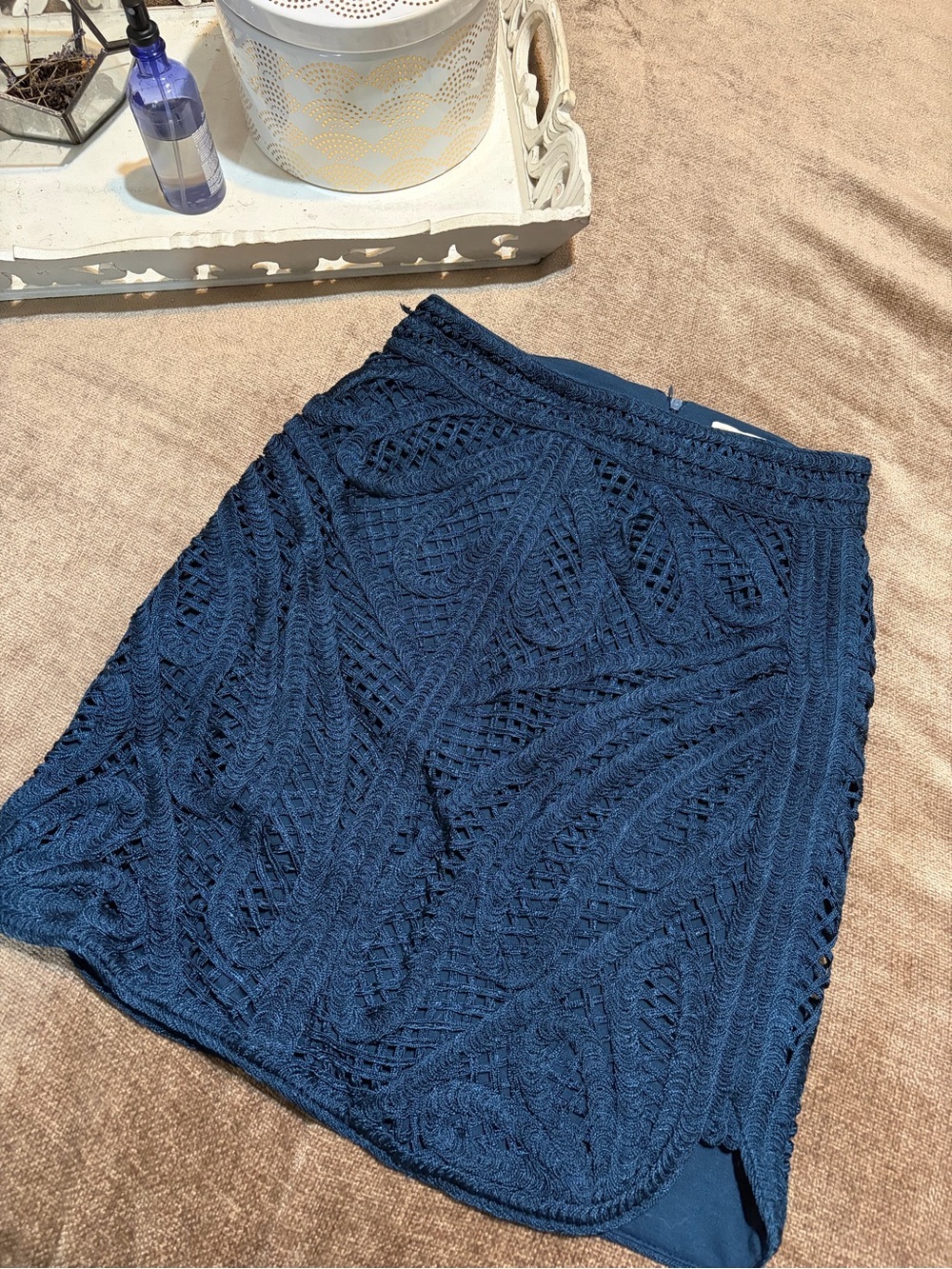 Maje Textured Lace Crochet Mini Skirt, Size 38